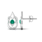 Emerald and Gold Teardrop Heart Stud Earrings Emerald - ( AAA ) - Quality - Rosec Jewels