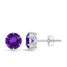 Natural 2.4 Carat Amethyst Solitaire Stud Earrings with Certificate AAA - Rosec Jewels