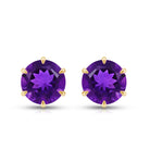 Natural 2.4 Carat Amethyst Solitaire Stud Earrings with Certificate AAA - Rosec Jewels