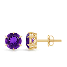 Natural 2.4 Carat Amethyst Solitaire Stud Earrings with Certificate AAA - Rosec Jewels