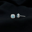 Genuine Aquamarine and Diamond Halo Stud Earrings AAA - Rosec Jewels