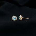 Genuine Aquamarine and Diamond Halo Stud Earrings AAA - Rosec Jewels