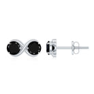 Genuine 1.8 Carat Black Spinel Two Stone Infinity Stud Earrings AAA - Rosec Jewels