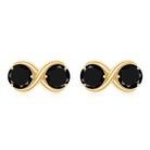 Genuine 1.8 Carat Black Spinel Two Stone Infinity Stud Earrings AAA - Rosec Jewels