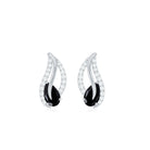 Genuine Pear Shape Black Onyx leaf Stud Earrings With Certificate AAA - Rosec Jewels