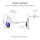1 Carat Lab Grown Blue Sapphire Leaf Earrings with Moissanite AAAA 92.5 Sterling Silver - Rosec Jewels