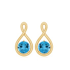 1/2 CT Round Cut Swiss Blue Topaz Solitaire Infinity Stud Earrings Swiss Blue Topaz - ( AAA ) - Quality - Rosec Jewels