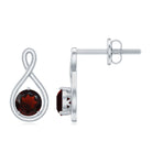 0.6 Carat Round Shaped Garnet Infinity Stud Earrings AAA - Rosec Jewels