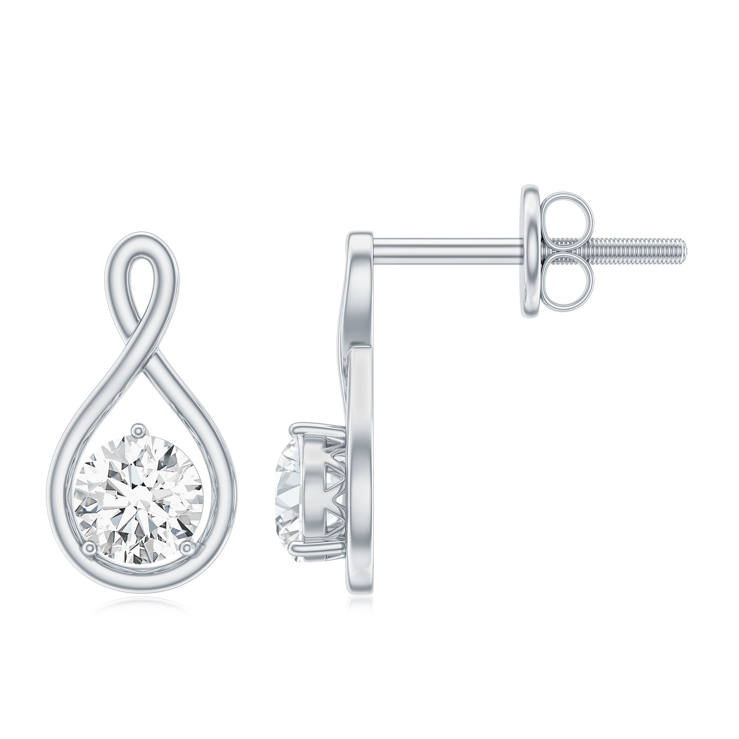 0.50 CT Round Cut Moissanite Infinity Stud Earrings D-VS1 - Rosec Jewels