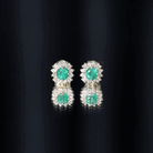 Classic Emerald Stud Earrings with Diamond Halo AAA - Rosec Jewels