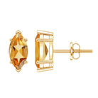 Natural 1.48 Carat Marquise Cut Citrine Stud Earrings AAA 14K Yellow Gold Plated Silver - Rosec Jewels
