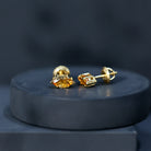 Natural 1.48 Carat Marquise Cut Citrine Stud Earrings AAA 14K Yellow Gold Plated Silver - Rosec Jewels