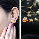 Natural 1.48 Carat Marquise Cut Citrine Stud Earrings AAA 14K Yellow Gold Plated Silver - Rosec Jewels