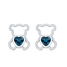 1/2 CT Heart Shape London Blue Topaz Teddy Bear Earrings AAA - Rosec Jewels