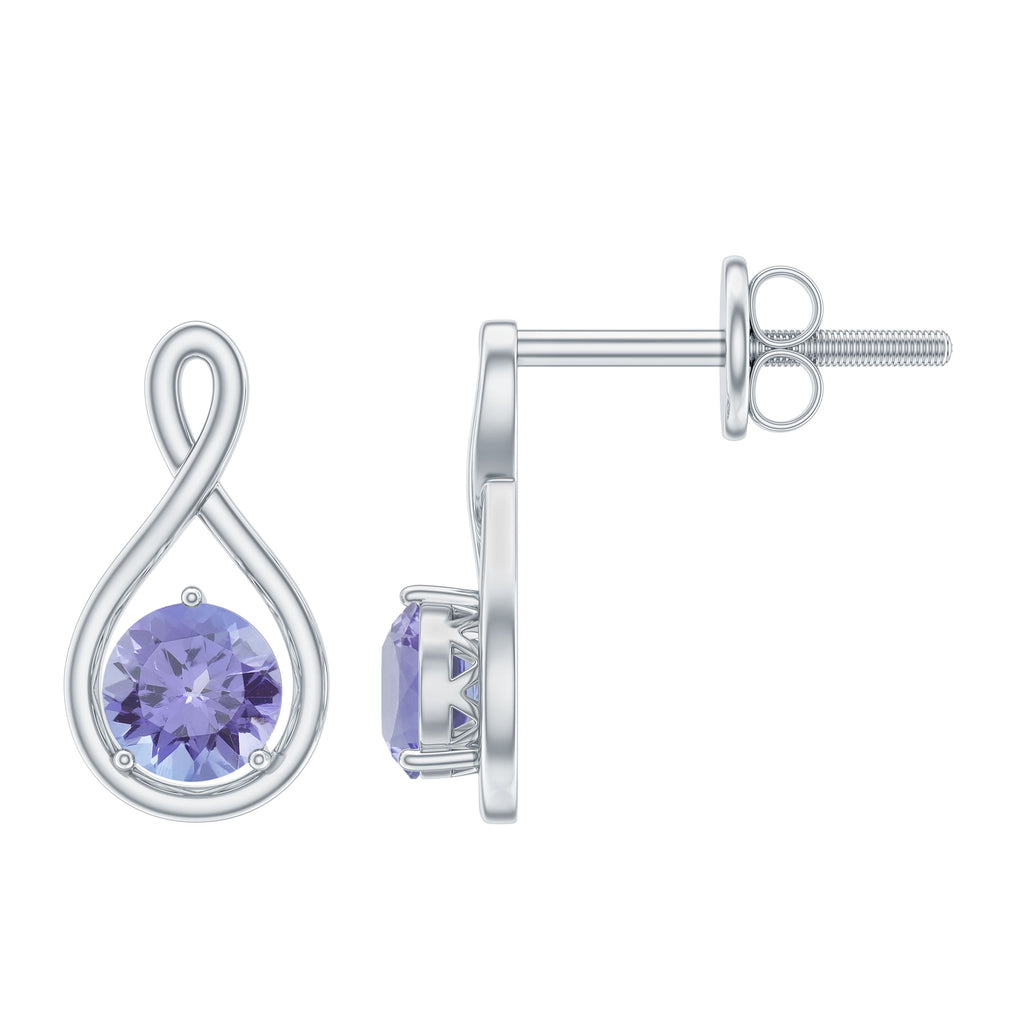 Rosec Jewels - 1/2 CT Round Shape Tanzanite Infinity Stud Earring for Women