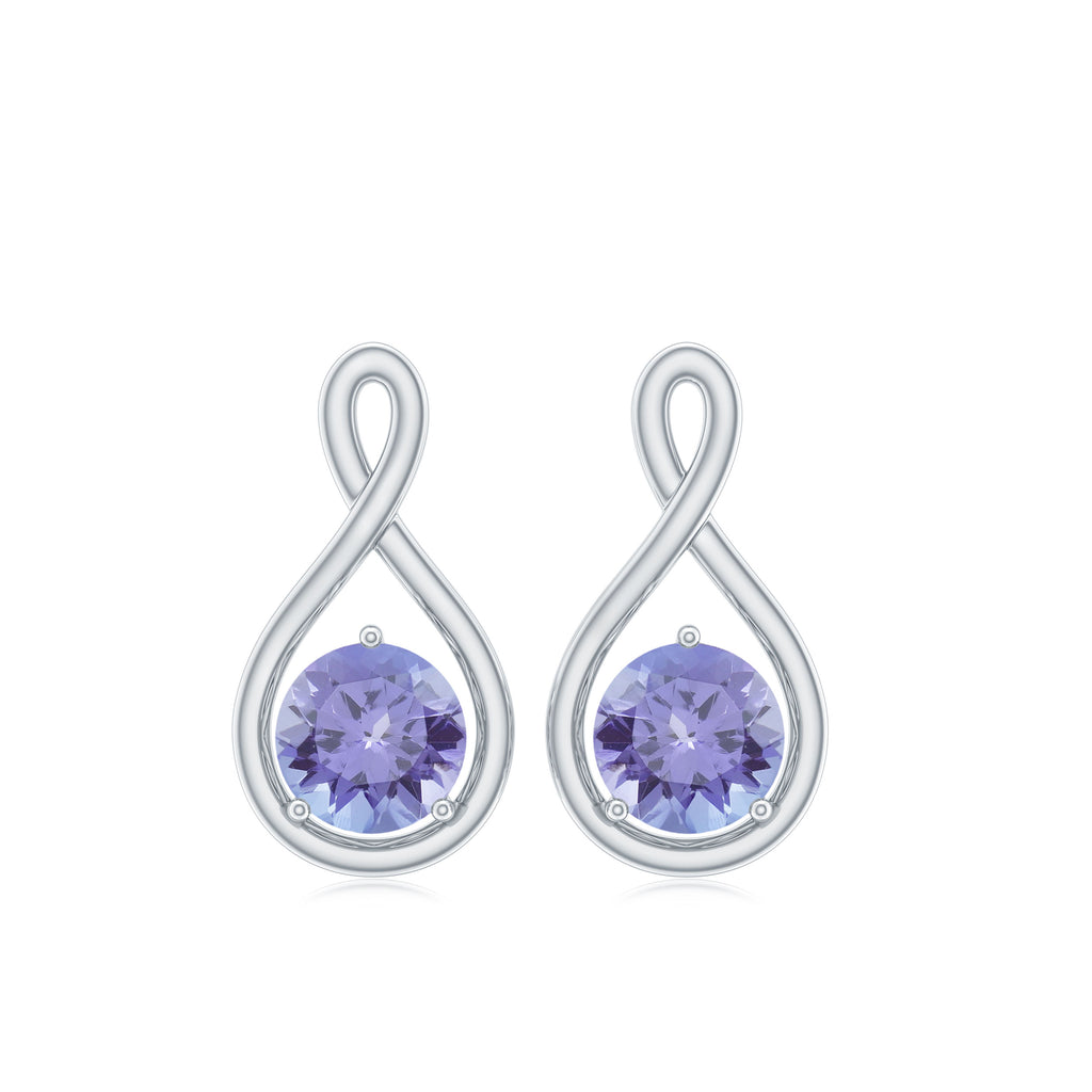 Rosec Jewels - 1/2 CT Round Shape Tanzanite Infinity Stud Earring for Women