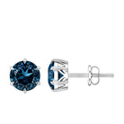 2.7 Carat London Blue Topaz Solitaire Stud Earrings AAA - Rosec Jewels