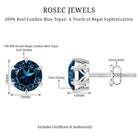 2.7 Carat London Blue Topaz Solitaire Stud Earrings AAA - Rosec Jewels