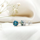 2.7 Carat London Blue Topaz Solitaire Stud Earrings AAA - Rosec Jewels