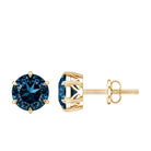 2.7 Carat London Blue Topaz Solitaire Stud Earrings AAA - Rosec Jewels