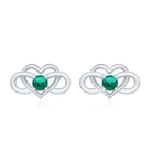Lab Grown Emerald Infinity Heart Stud Earrings AAAA - Rosec Jewels