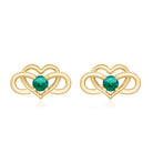 Lab Grown Emerald Infinity Heart Stud Earrings AAAA - Rosec Jewels