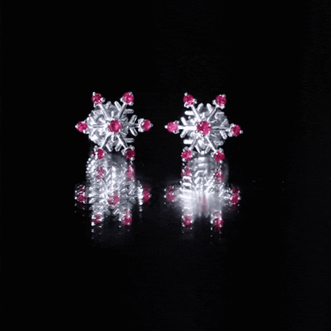 Natural Ruby Flower Stud Earrings for Women AAA - Rosec Jewels