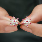 1/4 CT Ruby Snowflake Stud Earrings Ruby - ( AAA ) - Quality - Rosec Jewels