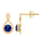 Solitaire Created Blue Sapphire Infinity Stud Earrings AAAA - Rosec Jewels