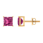 1/2 CT Princess Cut Solitaire Stud Earrings with Pink Tourmaline Pink Tourmaline - ( AAA ) - Quality - Rosec Jewels