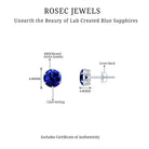 2 CT Lab Created Blue Sapphire Solitaire Stud Earrings Lab Created Blue Sapphire - ( AAAA ) - Quality - Rosec Jewels