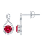 0.6 Ct Round Cut Lab Created Ruby Infinity Stud Earrings AAAA - Rosec Jewels