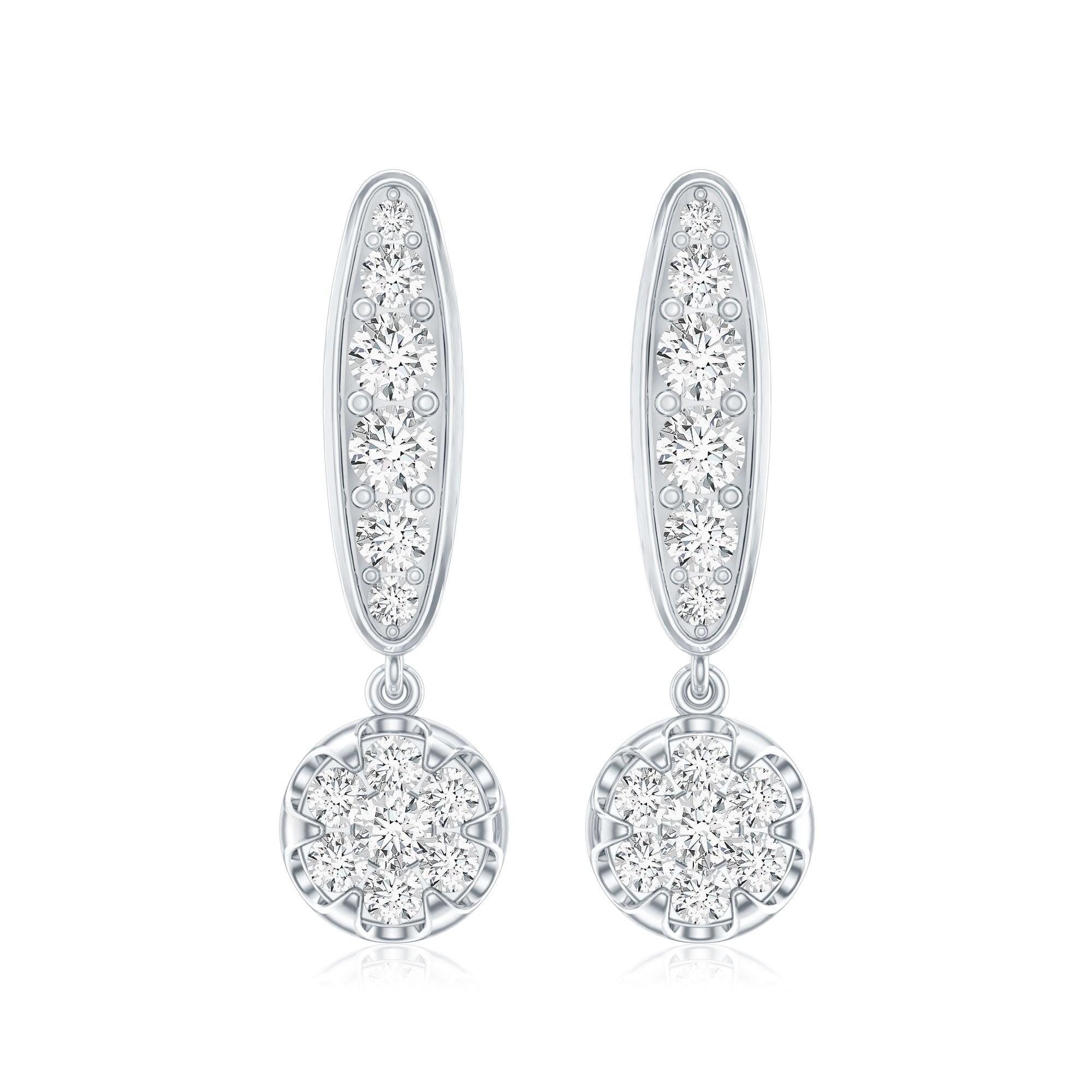 Real Diamond Bar Drop Earrings for Women Natural - ( HI-SI ) - Rosec Jewels