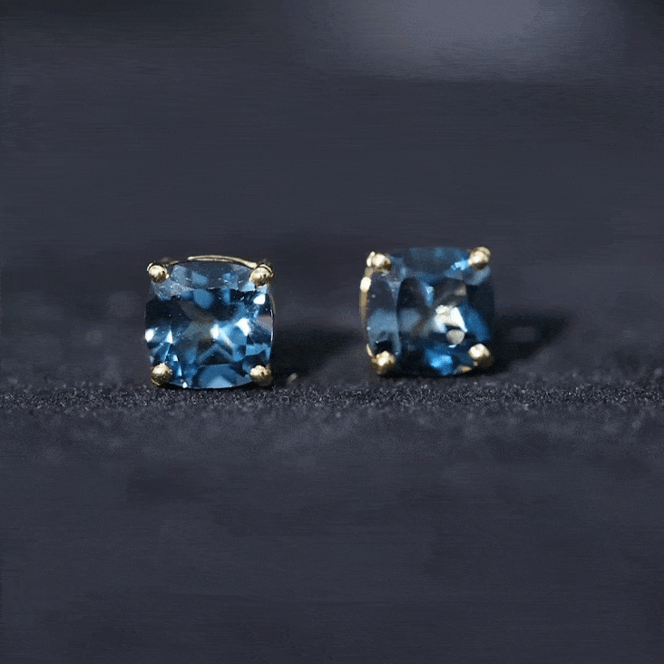 1.75 CT Cushion Cut Solitaire London Blue Topaz Stud Earrings London Blue Topaz - ( AAA ) - Quality - Rosec Jewels