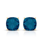 2.5 Carat Cushion Cut London Blue Topaz Stud Earrings AAA - Rosec Jewels