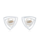 Round Shape Freshwater Pearl Statement Stud Earrings AAA - Rosec Jewels