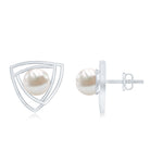 Round Shape Freshwater Pearl Statement Stud Earrings AAA - Rosec Jewels