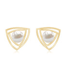 Round Shape Freshwater Pearl Statement Stud Earrings AAA - Rosec Jewels
