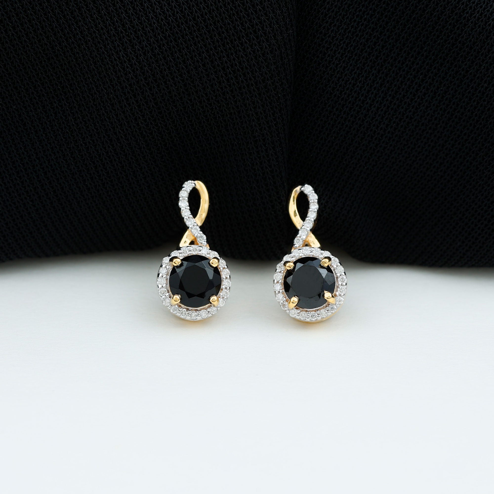 Lab Grown Black Diamond Minimal Infinity Stud Earrings with Diamond Lab Created Black Diamond - ( AAAA ) - Quality - Rosec Jewels