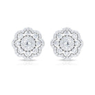1 CT Certified Moissanite Flower Stud Earrings Moissanite - ( D-VS1 ) - Color and Clarity - Rosec Jewels