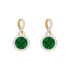Round Emerald and Diamond Infinity Stud Earrings Emerald - ( AAA ) - Quality - Rosec Jewels