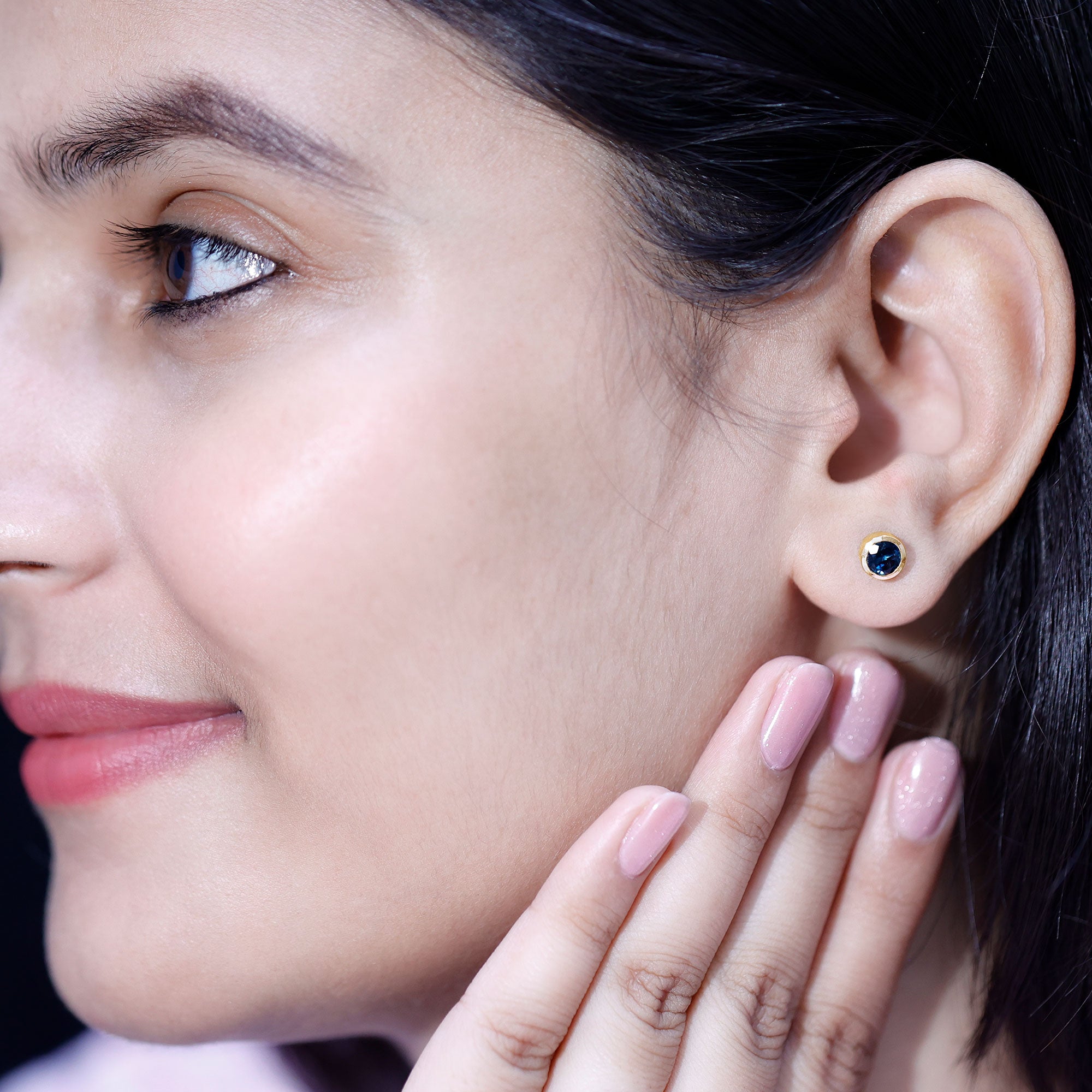 1.2 Carat Round Cut London Blue Topaz Solitaire Stud Earrings in Bezel Setting AAA - Rosec Jewels