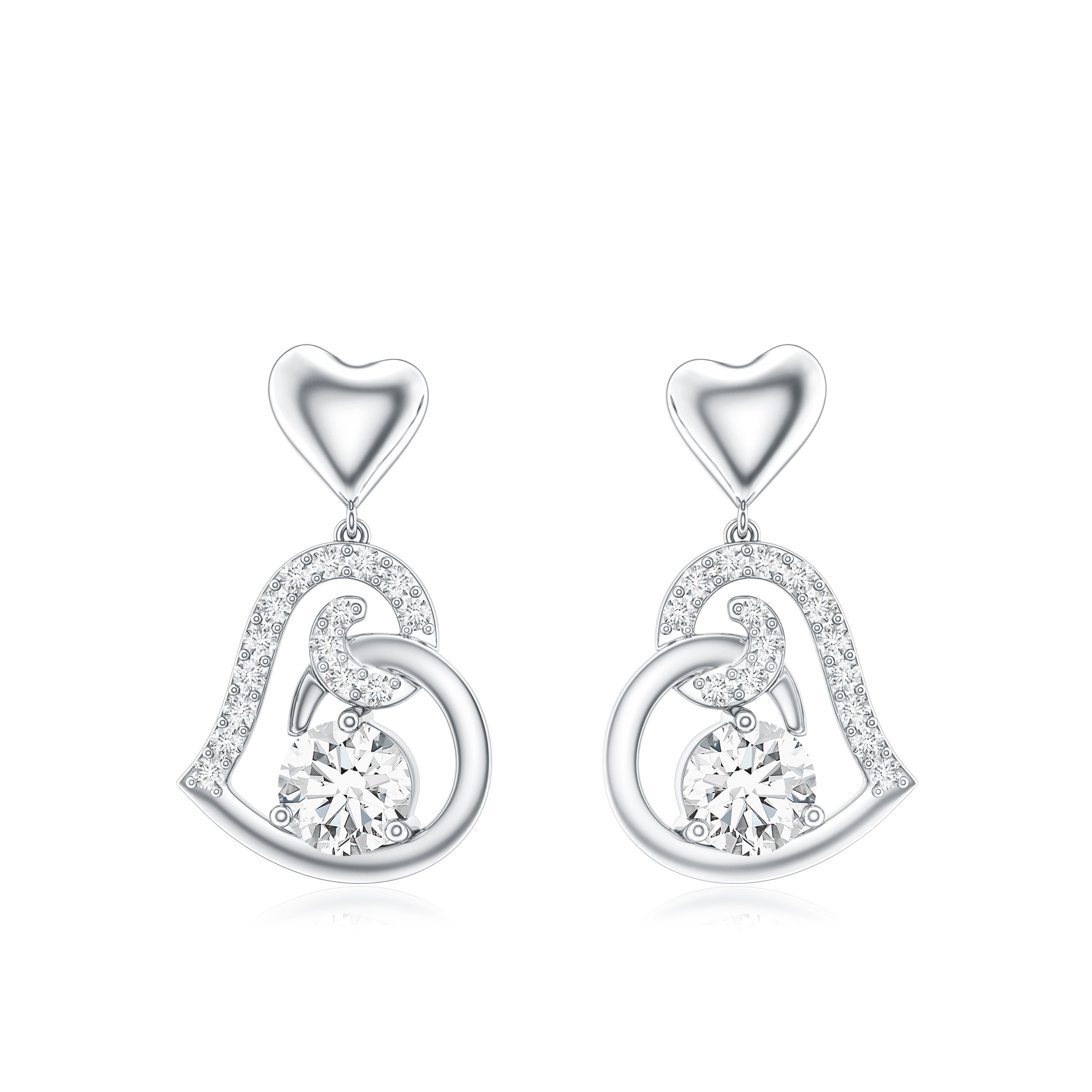 0.6 Carat Moissanite Heart Drop Earrings for Women D-VS1 - Rosec Jewels