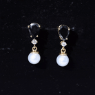 Natural Elegant Pearl Dangle Earrings with Black Onyx AAA 92.5 Sterling Silver - Rosec Jewels