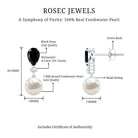 Natural Elegant Pearl Dangle Earrings with Black Onyx AAA 92.5 Sterling Silver - Rosec Jewels