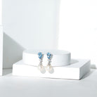 Certified Pearl Wedding Drop Earrings with Aquamarine AAA 92.5 Sterling Silver - Rosec Jewels