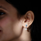 Certified Pearl Wedding Drop Earrings with Aquamarine AAA 92.5 Sterling Silver - Rosec Jewels