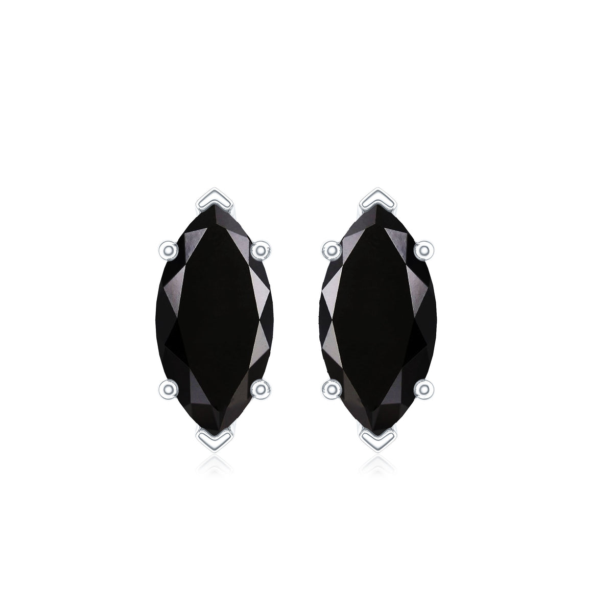 Genuine Black Onyx Marquise Stud Earrings with Certificate AAA - Rosec Jewels