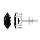Genuine Black Onyx Marquise Stud Earrings with Certificate AAA - Rosec Jewels
