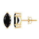 Genuine Black Onyx Marquise Stud Earrings with Certificate AAA - Rosec Jewels